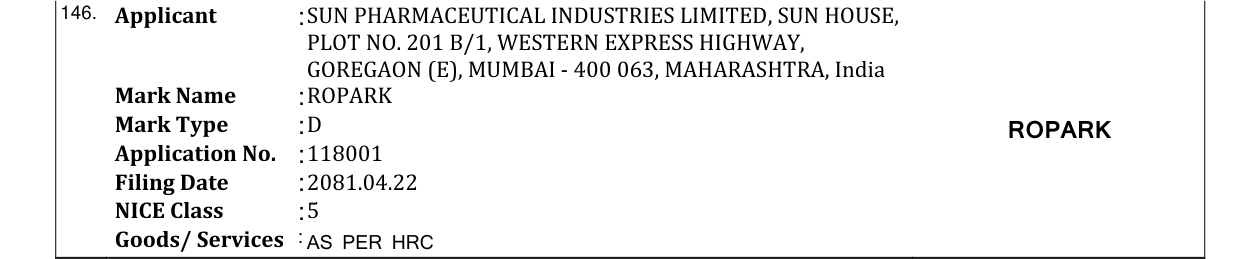 Original bulletin entry for ROPARK