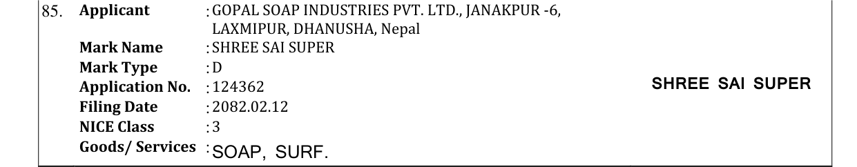Original bulletin entry for SHREE SAI SUPER