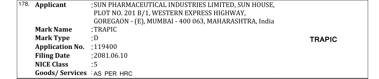 Original bulletin entry for TRAPIC