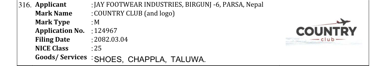 Original bulletin entry for COUNTRY CLUB (and logo)