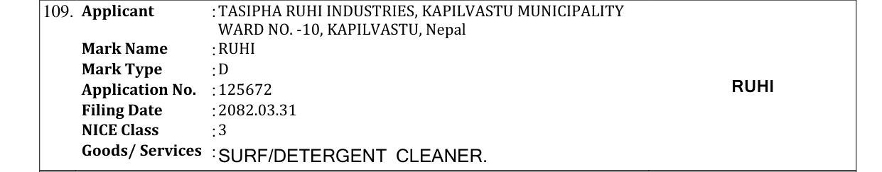 Original bulletin entry for RUHI