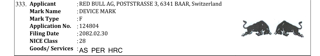 Original bulletin entry for DEVICE MARK