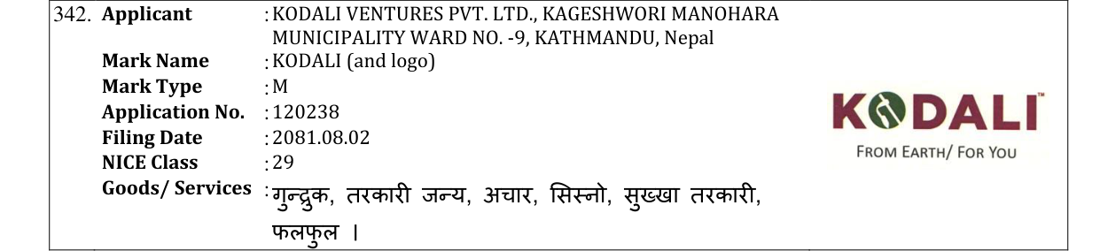 Original bulletin entry for KODALI (and logo)