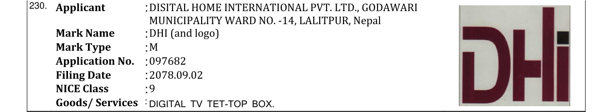 Original bulletin entry for DHI (and logo)