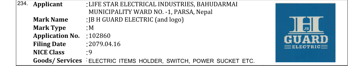 Original bulletin entry for JB H GUARD ELECTRIC (and logo)