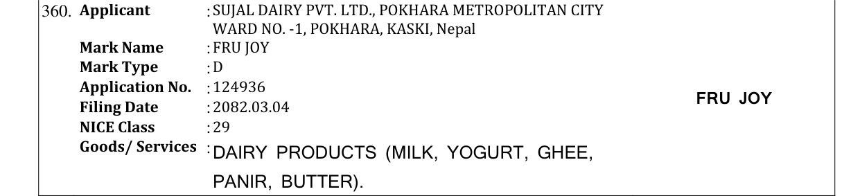 Original bulletin entry for FRU JOY