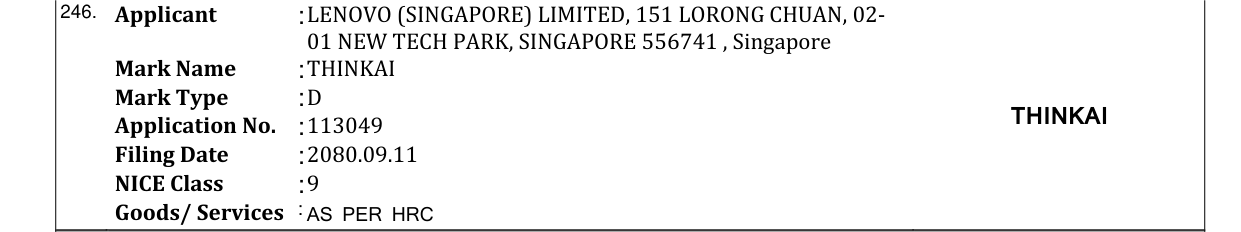 Original bulletin entry for THINKAI