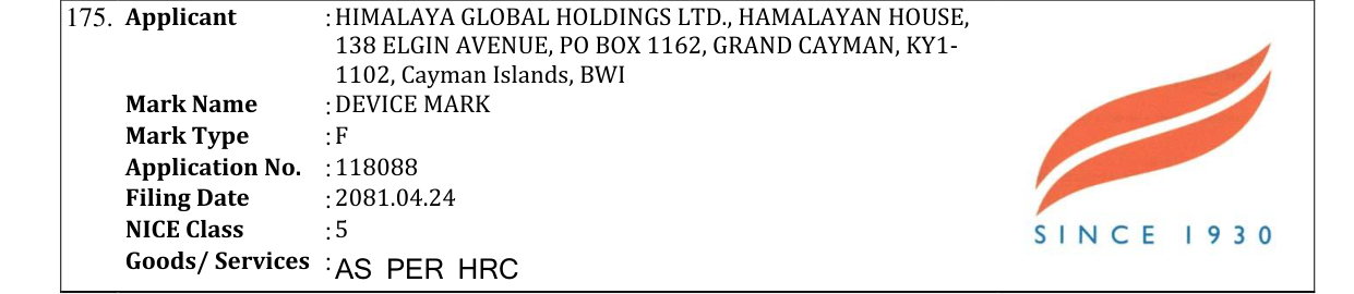 Original bulletin entry for DEVICE MARK