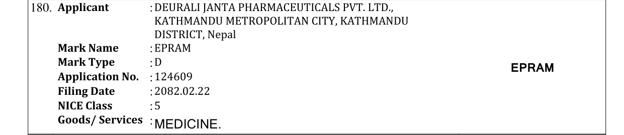 Original bulletin entry for EPRAM