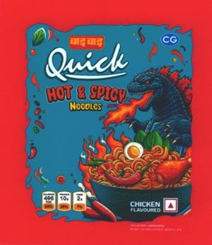 WAI WAI QUICK HOT AND SPICY NOODLES (and logo) trademark logo