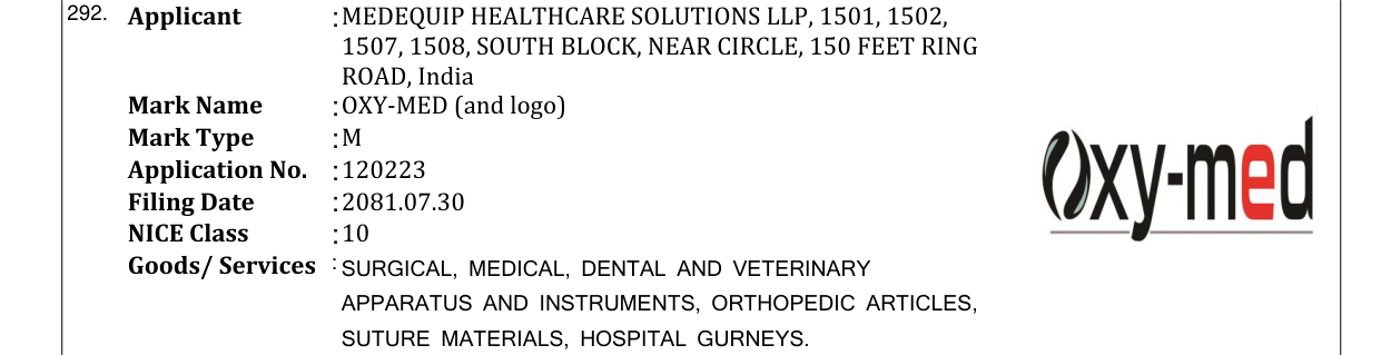 Original bulletin entry for OXY-MED (and logo)