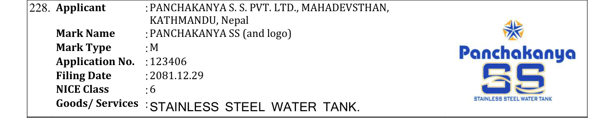 Original bulletin entry for PANCHAKANYA SS (and logo)