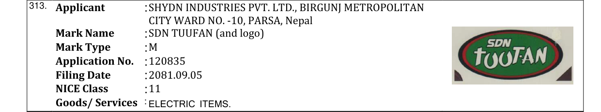 Original bulletin entry for SDN TUUFAN (and logo)