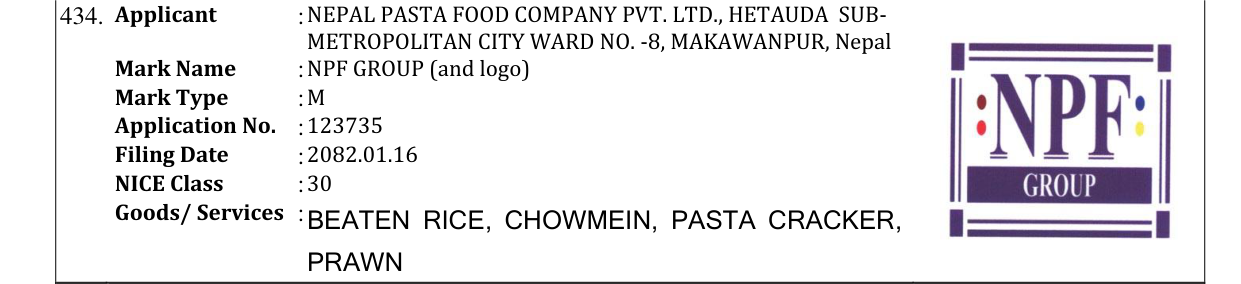 Original bulletin entry for NPF GROUP (and logo)