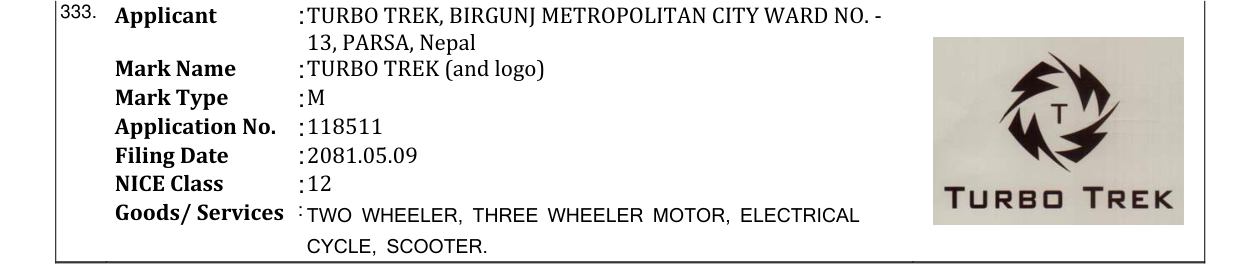 Original bulletin entry for TURBO TREK (and logo)