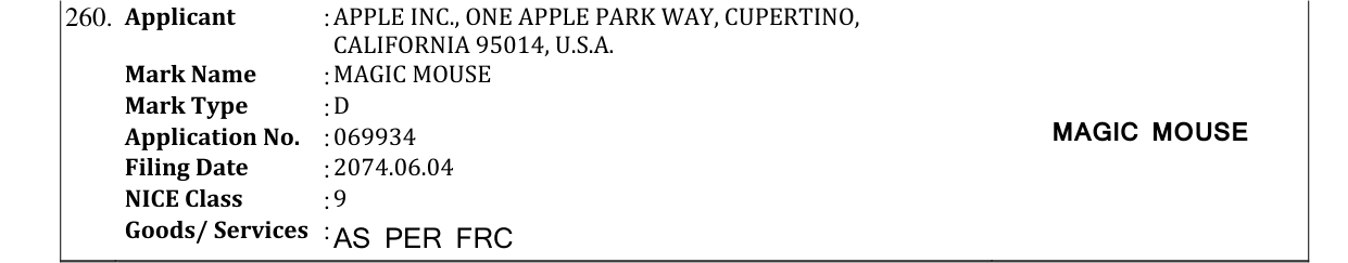 Original bulletin entry for MAGIC MOUSE
