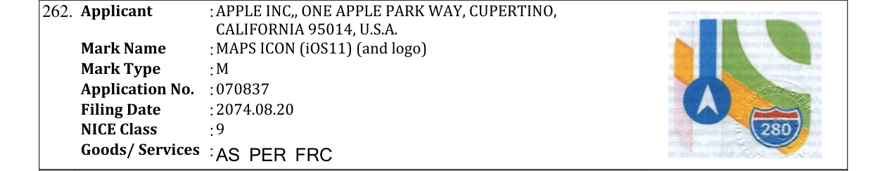 Original bulletin entry for MAPS ICON (iOS11) (and logo)