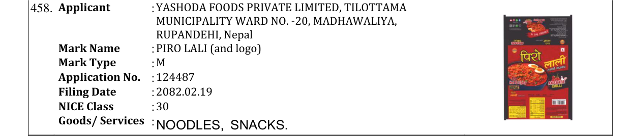 Original bulletin entry for PIRO LALI (and logo)