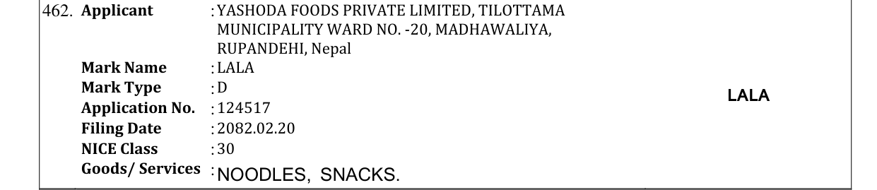 Original bulletin entry for LALA
