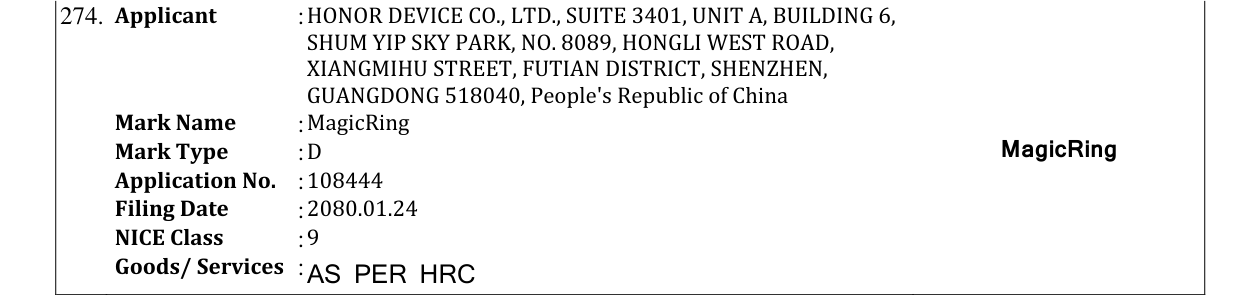 Original bulletin entry for MagicRing