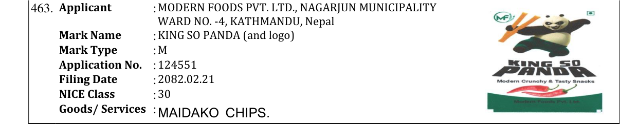 Original bulletin entry for KING SO PANDA (and logo)