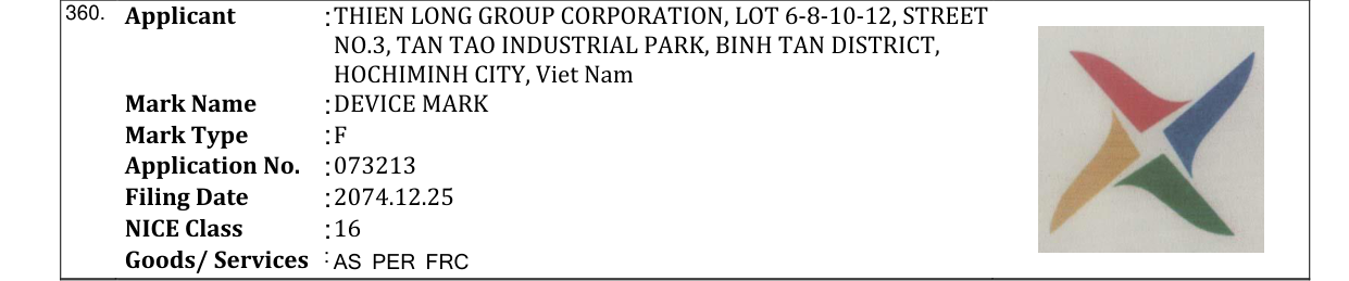 Original bulletin entry for DEVICE MARK