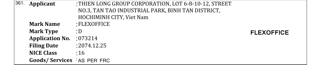 Original bulletin entry for FLEXOFFICE