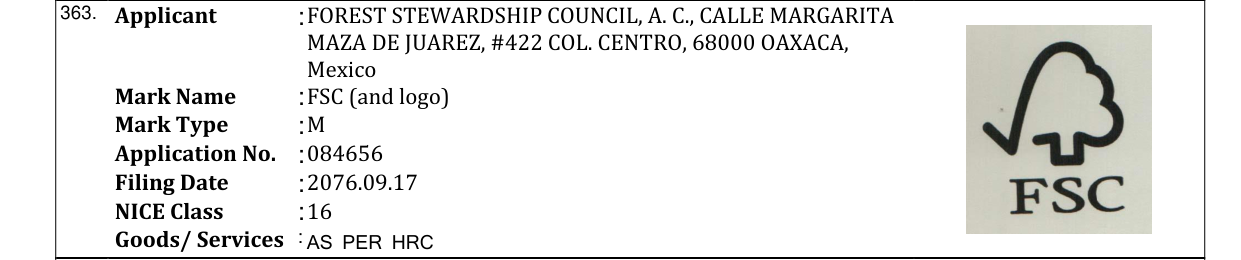 Original bulletin entry for FSC (and logo)