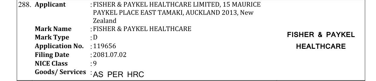 Original bulletin entry for FISHER & PAYKEL HEALTHCARE