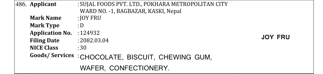 Original bulletin entry for JOY FRU