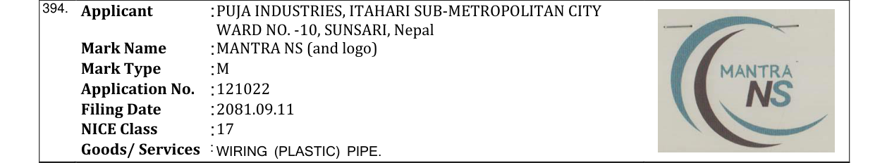 Original bulletin entry for MANTRA NS (and logo)