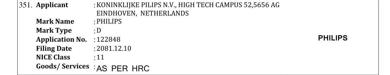 Original bulletin entry for PHILIPS