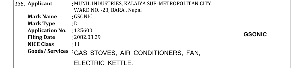 Original bulletin entry for GSONIC