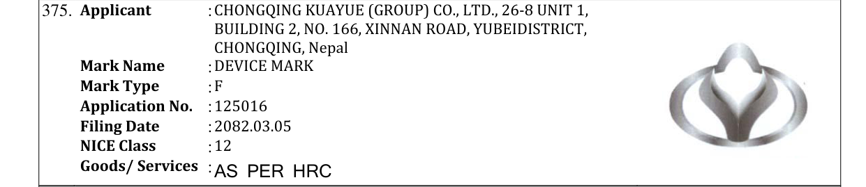 Original bulletin entry for DEVICE MARK