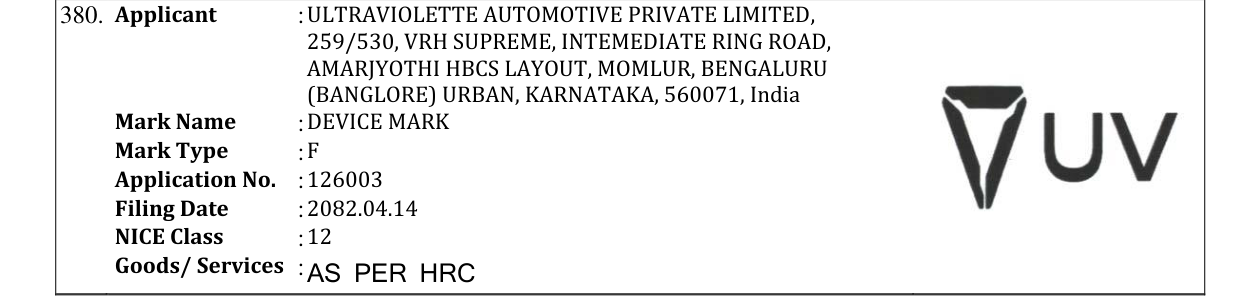 Original bulletin entry for DEVICE MARK