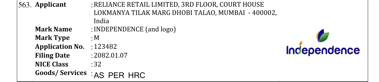 Original bulletin entry for INDEPENDENCE (and logo)