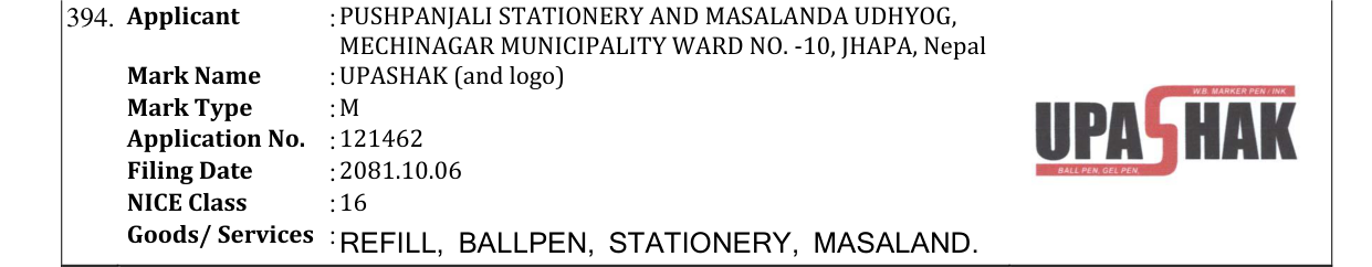 Original bulletin entry for UPASHAK (and logo)