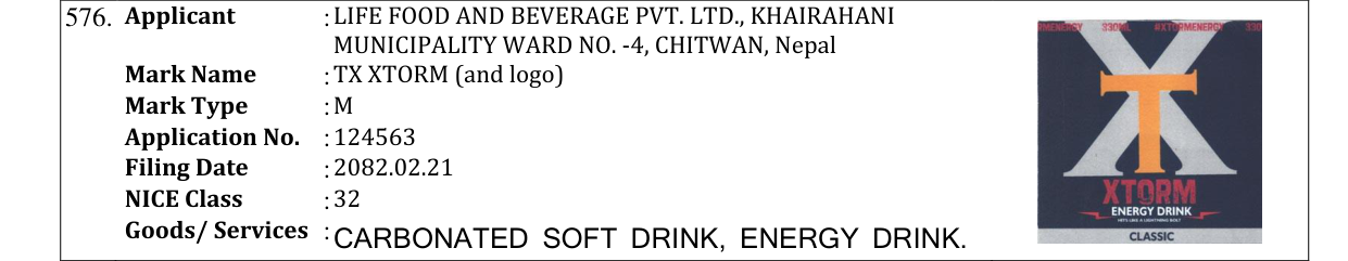 Original bulletin entry for TX XTORM (and logo)