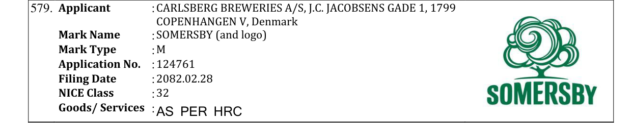 Original bulletin entry for SOMERSBY (and logo)