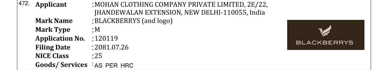 Original bulletin entry for BLACKBERRYS (and logo)