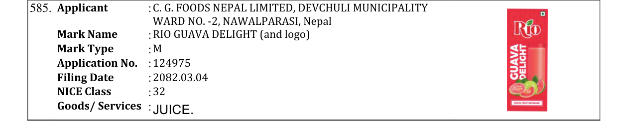 Original bulletin entry for RIO GUAVA DELIGHT (and logo)