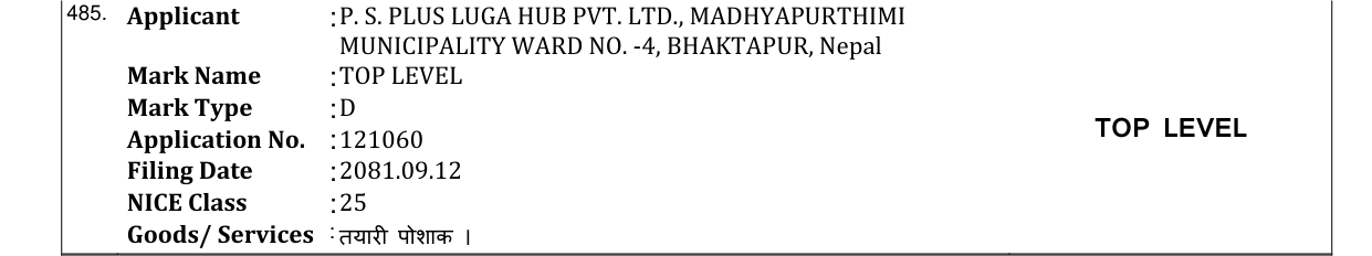 Original bulletin entry for TOP LEVEL
