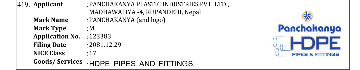 Original bulletin entry for PANCHAKANYA (and logo)