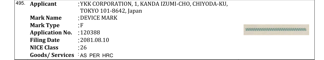 Original bulletin entry for DEVICE MARK