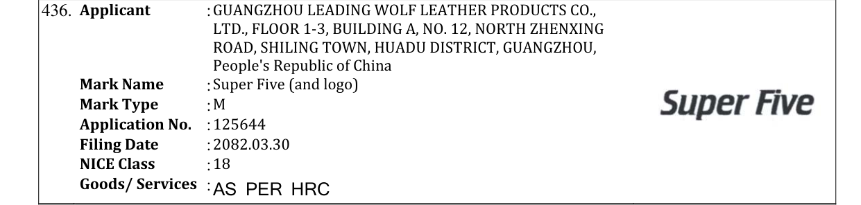 Original bulletin entry for Super Five (and logo)