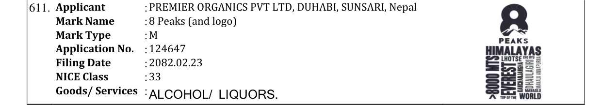 Original bulletin entry for 8 Peaks (and logo)