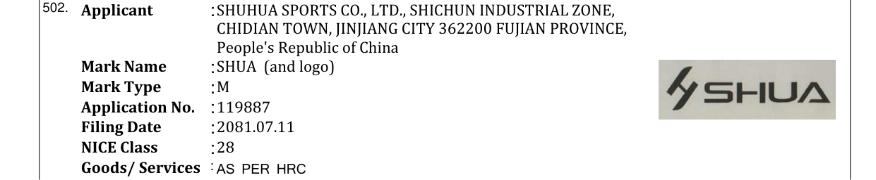 Original bulletin entry for SHUA (and logo)