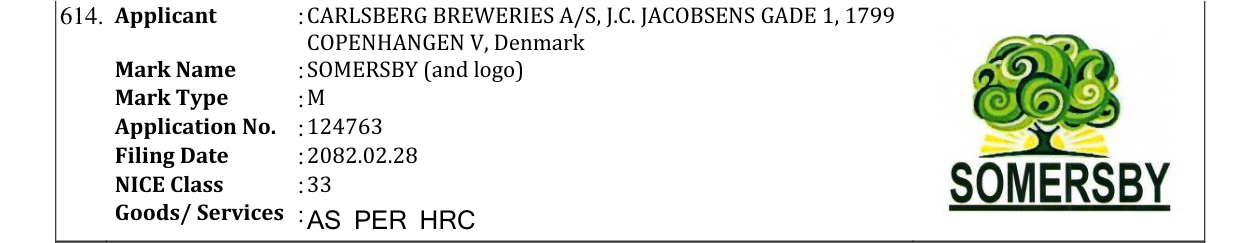 Original bulletin entry for SOMERSBY (and logo)