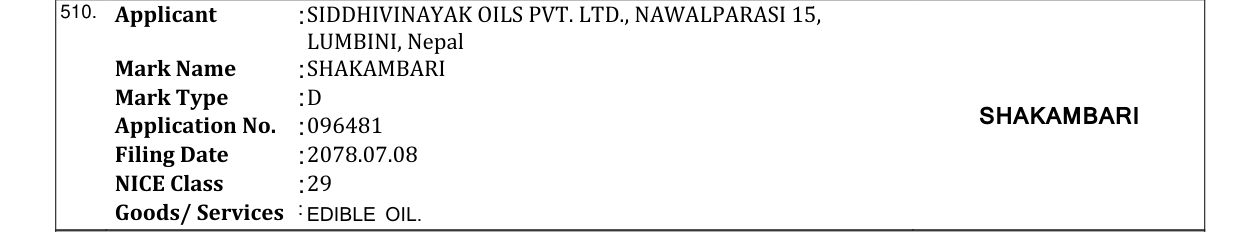 Original bulletin entry for SHAKAMBARI