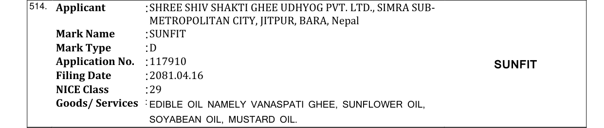 Original bulletin entry for SUNFIT
